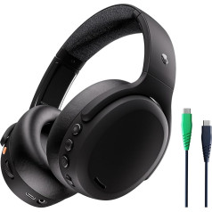 Skullcandy Crusher ANC 2 Over-Ear Noise Cancelling Wireless-Kopfhörer mit Sensory Bass, 50 Std. Akkulaufzeit, Skull-iQ, Alexa-Unterstützung, Mikro, Bluetooth-kompatibel - Schwarz