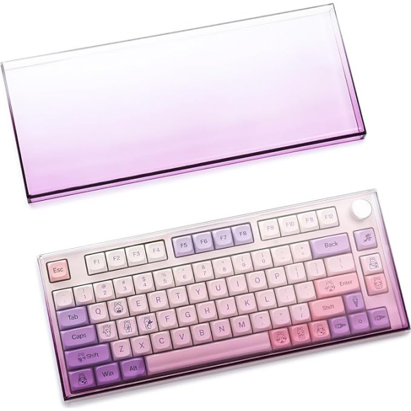 YUNZII Transparent Acrylic Keyboard Case Cover with Dustproof Waterproof Anti Impact Protective Case for 65% 75% Layout 84 Keys 98 Keys (75% or 84 Key Size, Purple)