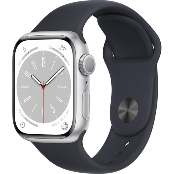 Apple Watch Series 8 (GPS, 41MM) - Siltā alumīnija alumīnija vāciņš ar sporta siksniņu (vispārējs)