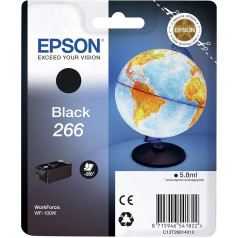 Epson Original 266 Tinte Globus, WF-100W WF-110W, wisch- und wasserfeste Pigmenttinte (schwarz)