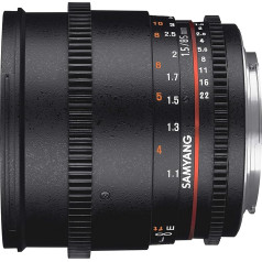 SAMYANG 7817 85/1,5 Objektiv Video DSLR II Sony E manueller Fokus Videoobjektiv 0,8 Zahnkranz Gear, Porträtobjektiv schwarz