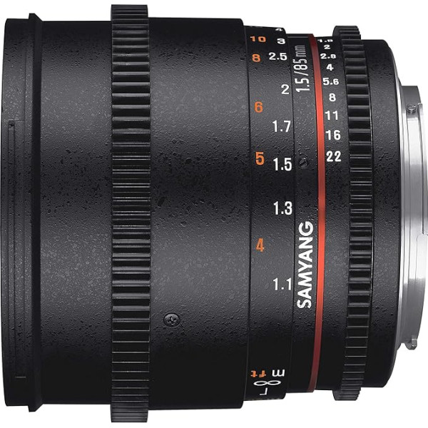 SAMYANG 7817 85/1,5 Objektiv Video DSLR II Sony E manueller Fokus Videoobjektiv 0,8 Zahnkranz Gear, Porträtobjektiv schwarz