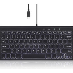 Perixx PERIBOARD-429 Mini aizmugures izgaismota tastatūra Slim Lightweight Design Multimediju taustiņi portatīvajam datoram ar ASV izkārtojumu