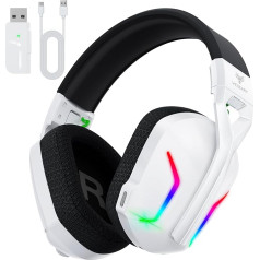 WESEARY WG1 Bluetooth Kopfhörer, 2,4GHz Gaming Headset Wireless mit Mikrofon für PS5/PS4/PC/Switch/Mac, Stereo Surround Sound Faltbarer Noise Cancelling mit RGB Licht, Über 50 Stunden Akkulaufzeit