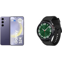 Samsung Galaxy S24 AI viedtālrunis Android mobilais tālrunis bez līguma Galaxy Watch6 Classic Smart Watch, melns