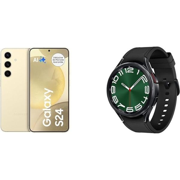 Samsung Galaxy S24 AI viedtālrunis Android mobilais tālrunis bez līguma Galaxy Watch6 Classic Smart Watch, melns