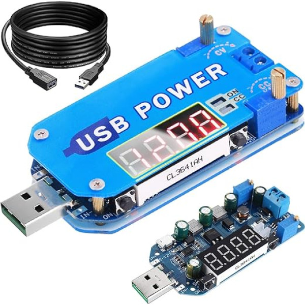 Youmile USB Step UP barošanas avota modulis 15W DC Buck Boost sprieguma pārveidotājs DC 5V līdz 3,3V 9V 12V 24V 24V 30V DP2 Regulējams Step Up/Down modulis ar USB pagarinātāju