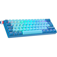 Ranked N60 Nova mehāniskā 60 procentu tastatūra, Hotswap spēļu tastatūra, 62 programmējami taustiņi ar RGB apgaismojumu, PC/Mac Gamer, AZERTY franču valodā (zila, Gateron Pro Red)