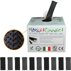 MarketConnect® Erweiterbarer Kabelmantel Ø 63 mm, garums 10 m - Zum Sammeln und Verstecken von Kabeln - Ideal für Schreibtisch und TV - Schwarz - Industriell klein