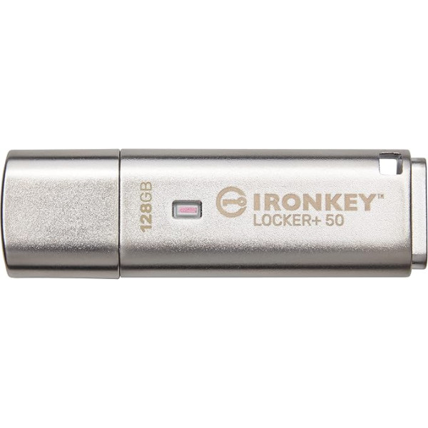 Kingston IronKey Locker+ 50 USB Stick XTS-AES Encryption for Data Protection with Automatic USBtoCloud Backup IKLP50/128GB