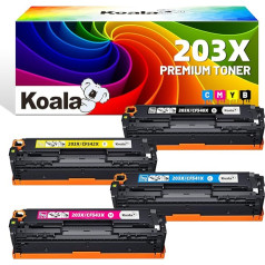 Koala saderīga tonera kasetne, kas paredzēta HP 203X 203A CF540X CF541X CF542X CF542X CF543X CF540A priekš Color Laserjet Pro MFP M281fdw M281fdn M280nw M281cdw M254dw M254nw M254dn - melns, zils, dzeltens magmag