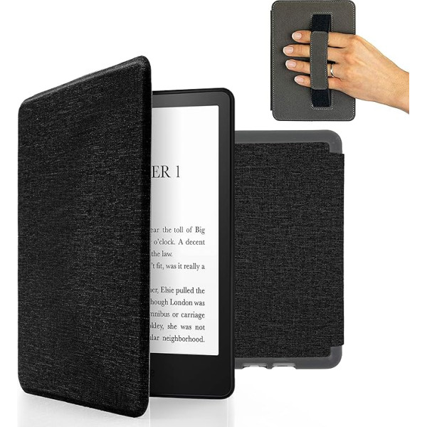 MyGadget futrālis Amazon Kindle 11. paaudzes (2022. gada modelis) - 6 collas ar siksniņu un automātiskās miega/modināšanas funkciju - melns flipa futrālis