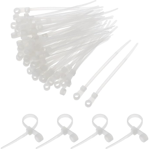 sourcing map Kabelbinder aus Nylon, selbstsichernd, lang, 3,6 mm, für Kabelmanagement, Weiß, 100 mm, 18 kg, 500 Stück