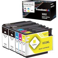 FreedomInk 5 932 932 933 HP 932XL 933XL multipaketes printeru kasetnes ar lielu ietilpību, saderīgas ar HP Officejet 6600 6700 6700 6100 7510 7600 7610 7610 7612 7110 printeriem (2 melnas, 1 ciāna, 1