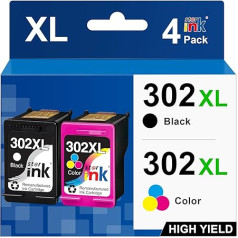 Starink atjaunotas, savietojamas ar HP 302XL 302 XL kasetnes printeriem HP Envy 4520 4525 4524 4527 HP Officejet 3833 4658 3834 3830 3831 HP Deskjet 3630 2130 3636 1110 3633(melna/krāsaina)