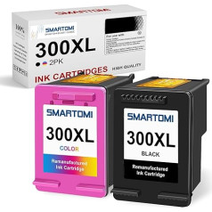 SMARTOMI 300XL tintes kasetnes atjaunošanai HP 300XL priekš HP Deskjet D1660 D2560 D2660 D5560 F2480 F4224 F4280 F4580 Envy 110 114 120 Photosmart C4680 C47 81 (1 melna, 1 krāsaina)