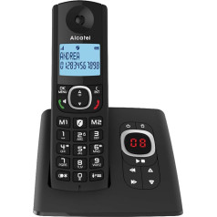 Alcatel F530 Voice Black - Bezvadu tālrunis ar zvanu bloķētāju, integrētu automātisko atbildētāju, brīvroku funkciju, apgaismotu displeju, VIP zvana signāliem, 10 zvanu melodijām