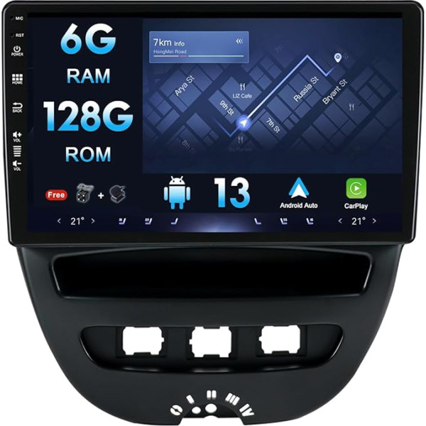 10 collu IPSAndroid 12 auto radio multimediju atskaņotājs Toyota Aygo/for Peugeot 107/for Citroen C1 (2005-2014) iebūvēts DSP/CarPlay/Android Car BT Octa Core 6GB + 128GB