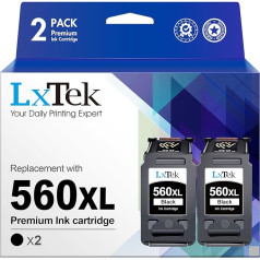 LxTek 560XL PG-560XL kasetnes, kas paredzētas Canon 560 nomainīt Canon TS5350 printeru kasetnes priekš Pixma TS5350 TS5351 TS7450 TS5352 TS5353 TS7451 (2 melnas)