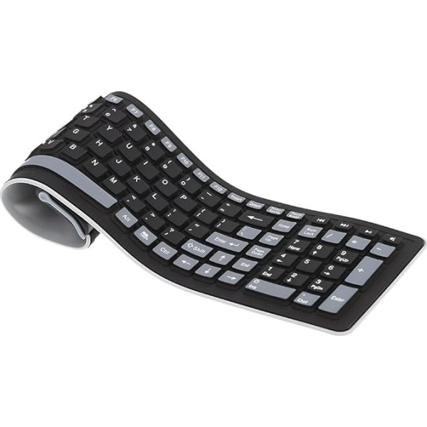 Bmocoen Portable Flexible Roll Up Waterproof Washable Soft Silicone Keyboard with USB Receiver for PC Laptop Computer