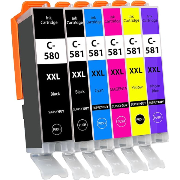 Piegādātājs Guy 6 XXL spiestuves kasetnes ar mikroshēmu saderīgas ar Canon PGI-580 CLI-581 priekš Pixma TS8100 TS8150 TS8151 TS8152 TS8200 TS8250 TS8251 TS8252 TS8300 TS8350 TS8351 TS8351 TS8351 TS83351 TS833 52
