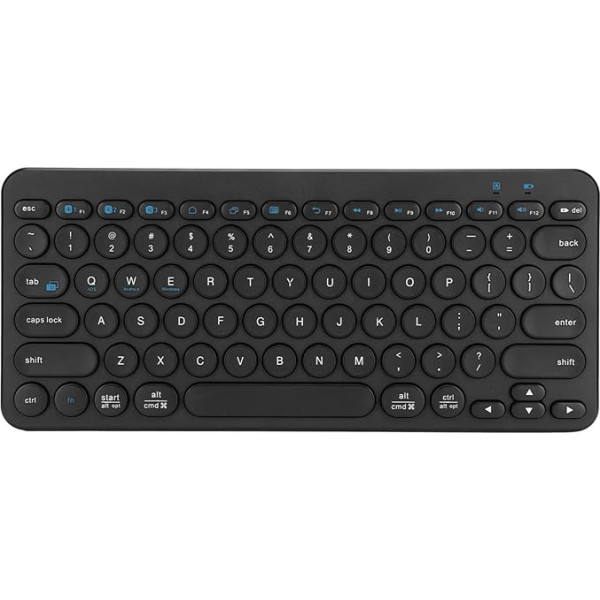 CCYLEZ bezvadu tastatūra, Bluetooth 5.0 tastatūra ar 78 taustiņiem, apaļiem taustiņu vāciņiem, plāna, kompakta tastatūra, klusa dizaina retro tastatūra, izmantošanai mājas birojā (melna)