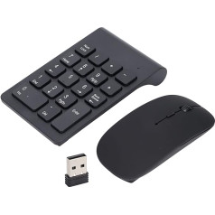 Yosoo Health Gear bezvadu ciparu tastatūras un peles kombinācija, 2,4 GHz bezvadu USB ciparu tastatūra, ļoti plāna ciparu tastatūra un pele ar 18 taustiņiem klēpjdatoram un piezīmjdatoram