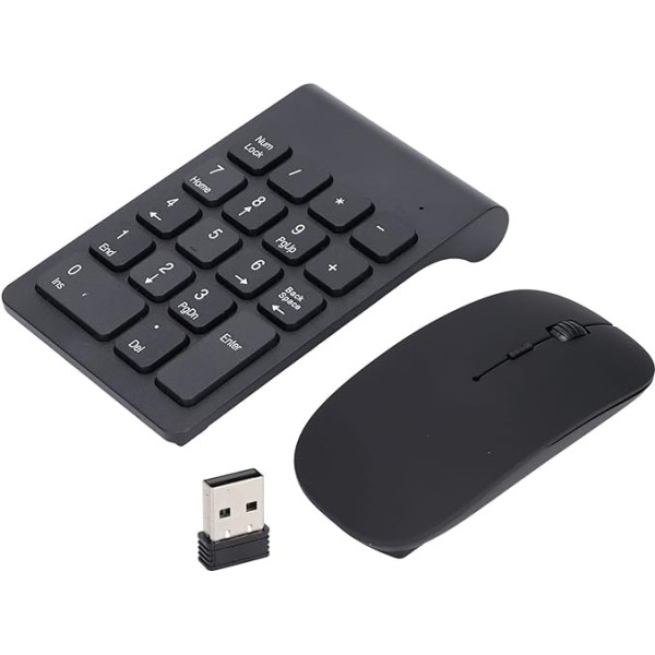 Yosoo Health Gear bezvadu ciparu tastatūras un peles kombinācija, 2,4 GHz bezvadu USB ciparu tastatūra, ļoti plāna ciparu tastatūra un pele ar 18 taustiņiem klēpjdatoram un piezīmjdatoram