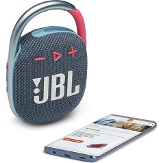 JBL Clip 4 Bluetooth skaļrunis zilā/rozā krāsā, ūdensizturīgs, pārnēsājams mūzikas skaļrunis ar praktisku karabīni, līdz 10 stundām bezvadu mūzikas straumēšanas