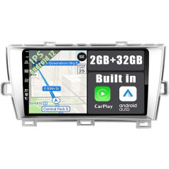 YUNTX Android 12 auto radio ar satelītnavigācijas sistēmu Toyota Prius (2009-2015): Iebūvēts CarPlay/Android Car/GPS]-Bezpilota kamera DAB/Bluetooth 5.0/WiFi/2 Din/2G+32G/Stūres vadības stūres vadības ierīcē Auto piederumi Eiropa