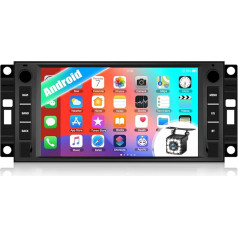 CAMECHO Android 12 auto radio ar satelīta navigāciju Ram Jeep Wrangler JK Dodge Challenger, Double DIN auto radio ar 7 collu ekrānu Bluetooth RDS/FM MirrorLink un USB + atpakaļgaitas kamera