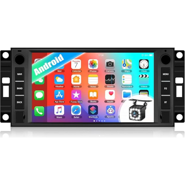 CAMECHO Android 12 auto radio ar satelīta navigāciju Ram Jeep Wrangler JK Dodge Challenger, Double DIN auto radio ar 7 collu ekrānu Bluetooth RDS/FM MirrorLink un USB + atpakaļgaitas kamera