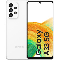 Samsung Galaxy A33 5G Android viedtālrunis, Infinity-U FHD+ displejs Super AMOLED 6,4 collas¹, 6 GB RAM un 128 GB iekšējās atmiņas, paplašināma², 5000 mAh akumulators, satriecoši balts [itāļu versija]