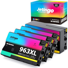 Jetingo 963XL 963 XL atkārtoti atjaunotas printeru kasetnes, kas ir saderīgas ar HP 963XL Multipack 963, paredzētas HP OfficeJet Pro 9010 9012 9020 9014 9015 9016 9019 9022 9025 (4 iepakojumi)