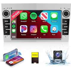 【2+64G】Android auto radio bezvadu Carplay Android auto ar 7 collu ekrānu Opel Astra Antara Vectra Corsa Bluetooth FM / RDS radio ar navigāciju / DVR + AHD atpakaļgaitas kamera / Kanbus Adjuvant DAB + [sudrabaini pelēks]