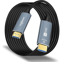 Twozoh Оптоволоконный кабель HDMI 15 м, оптический кабель HDMI 2.0 4K/60 Гц (4:4:4 HDR10 HDCP2.2) 1440p 144 Гц 18 Гбит/с Высокоскоростной оптоволоконный кабель HDMI UHD