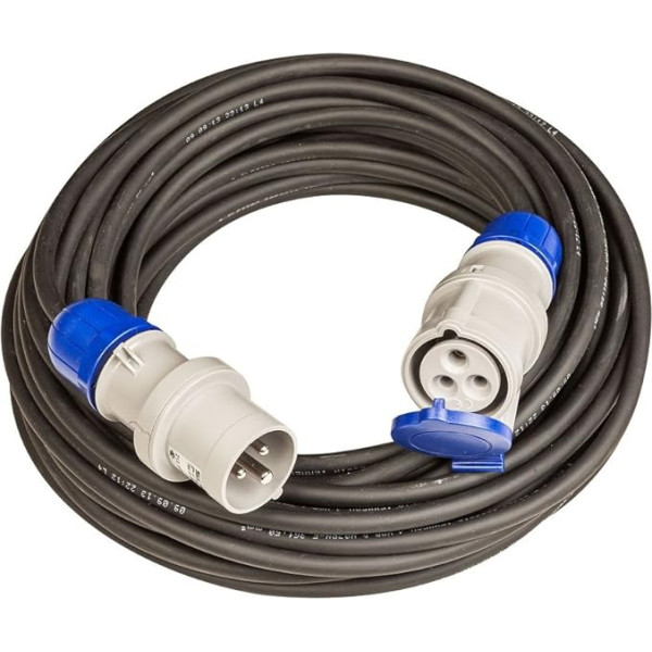 Poly Pool PP2652 CEE pagarinātājs 3-pin 20 m kabelis 3G1,5 mm² kontaktdakša un industriālā kontaktligzda IEC309 Grande 16A IP44 Ideāli piemērots autofurgoniem