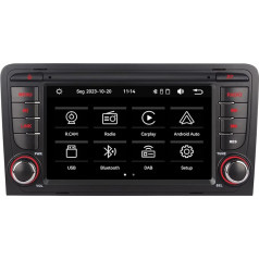 YZKONG Auto radio Audi A3 8P S3 RS3 2003-2012, saderīgs ar Wireless CarPlay Android Car, 7 collu HiFi Sound Touchscreen auto uztvērējs AM/FM/RDS/Bluetooth/USB