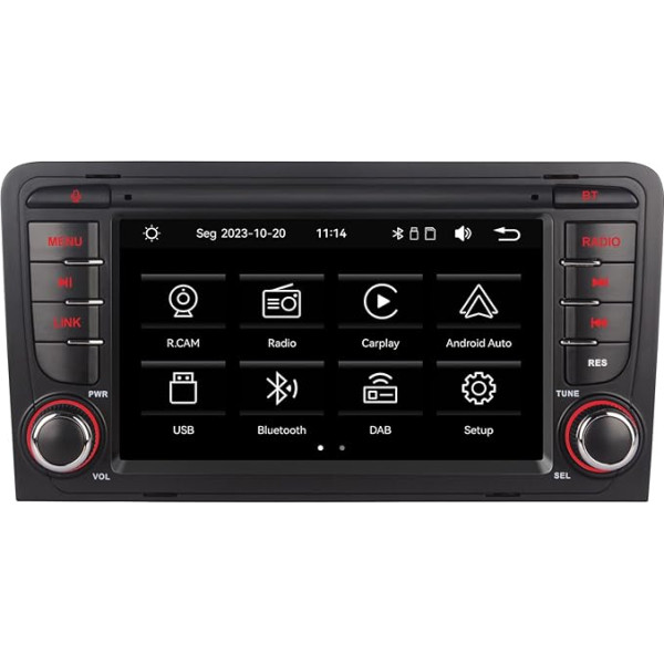 YZKONG Auto radio Audi A3 8P S3 RS3 2003-2012, saderīgs ar Wireless CarPlay Android Car, 7 collu HiFi Sound Touchscreen auto uztvērējs AM/FM/RDS/Bluetooth/USB