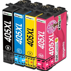 KINGJET 405XL, kas ir saderīgas ar Epson 405 XL 405XL multipakas kasetnēm Epson wf 4820 printeru kasetnēm, paredzētas WF-4830 WF-3820 WF-3825 WF-4825 WF-7840 WF-7830 WF-7835 (melna, ciāna, purpura, dzeltena).