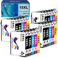 ONLYU 18XL Multipack Multipack printeru kasetnes, kas saderīgas ar Epson 18XL 18 XL kasetnēm, kas paredzētas Epson Expression Home XP-322 XP-215 XP-312 XP-315 XP-305 XP-225 XP-205 (12 gab., 6 melnas 2 ciānkrāsas 2 magenta 2