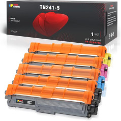 TONER EXPERTE TN241 TN245 tonerio kasetė, skirta Brother TN-241 TN-245, suderinama su DCP-9017CDW DCP-9022CDW HL-3142CW HL-3152CDW MFC-9142CDN MFC-9332CDW (5 vnt. juodai žydros, purpurinės spalvos kasečių)