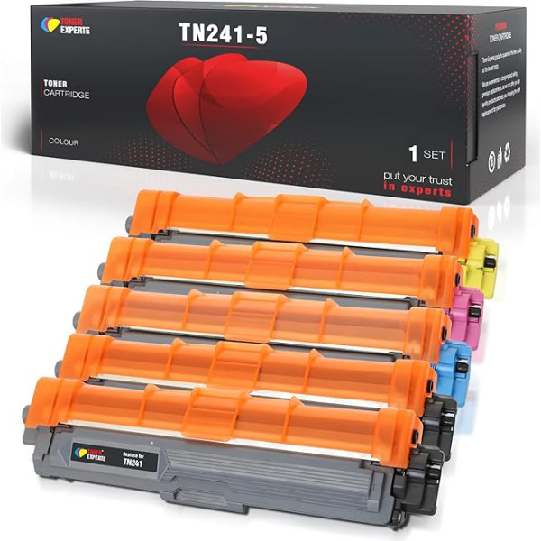 TONER EXPERTE TN241 TN245 tonerio kasetė, skirta Brother TN-241 TN-245, suderinama su DCP-9017CDW DCP-9022CDW HL-3142CW HL-3152CDW MFC-9142CDN MFC-9332CDW (5 vnt. juodai žydros, purpurinės spalvos kasečių)