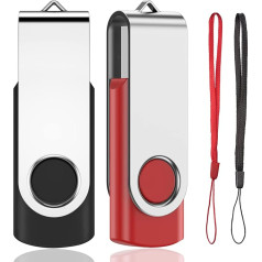 USB Flash Drive 64GB 2 Pack USB 2.0 Flash Drive Memory Rotating Pendrive for Laptop/PC/Car (Red & Black)