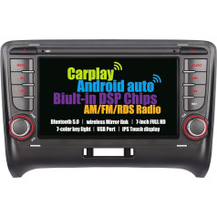 Audi TT MK2 8J 2006-2014 Windows CE auto radio, integrēts bezvadu Carplay un bezvadu Android auto, ar DSP zemfrekvences skaļruni, Bluetooth AM FM RDS radio, 7 collu Full HD IPS ekrāns