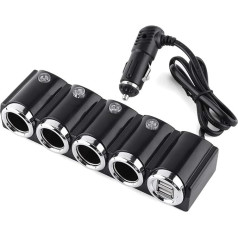 VIFER Auto lādētājs USB adapteris Cigarešu aizdedzinātāja DC 12V/24V 4 ceļu auto cigarešu aizdedzinātāja barošanas avots