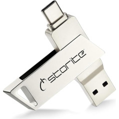 STORITE 3.0 USB-Stick, 512 GB Flash-Laufwerk, 2-in-1 USB-C-Speicherstick, USB-Stick, Hochgeschwindigkeits-Fotostick, kompatibel mit iPhone – 15-Serie, Android, Laptop, Tablet, Computer (Silber)