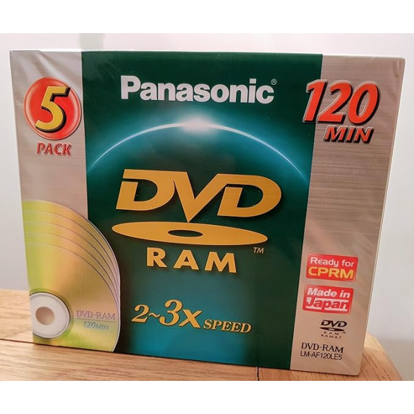 PANASONIC LM-AF120LE5 5 x 4,7 GB DVD-RAM - ( Optiskās atmiņas > DVD+R/RW datu nesēji)