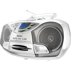 Karcher RR 510(N)-W - traģisks CD radio (CD atskaņotājs ar kasešu, FM radio, Boombox, kompaktdisku atskaņotājs, MP3 atskaņotājs, USB, Stereoanlage, Kompaktanlage, baterija/Netzbetrieb)