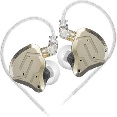 LINSOUL KZ ZSN PRO 2 In-Ear Monitor, 1BA+1DD Hybrid Driver HiFi austiņas IEM, vadu austiņas, noņemams sudrabots iedziļināts 0,75 mm 2 kontaktu kabelis audiofilam (zelta, bez mikrofona)